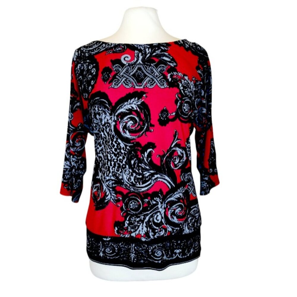 Cache Rad And Black Versailles Pattern Tunic Top … - image 1